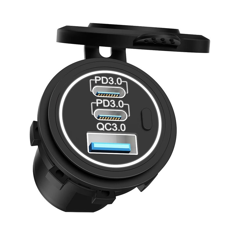 Bluejw Dual USB Car Charger Adapter: 30W PD & 36W QC3.0 + 100W 12V USB Power Outlet Socket for Automobile/Truck/RV/Marine/Golf - Fast Car Charging - Image 1